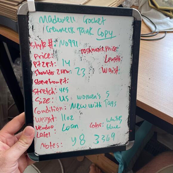 Madewell Crochet Knit Crew Neck 100% Cotton Sweater Tunic Top US Women's S New - Picture 6 of 6